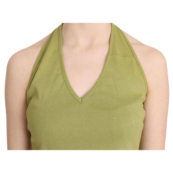 GF Ferre Halter Top Ribbed Knit Sleeveless Women Green Tops & T-Shirts - Picture 5 of 5